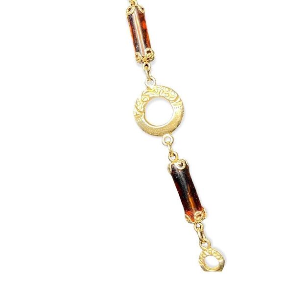 Sarah Coventry goldtone brown gems with removable lariat necklace - Picture 2 of 14